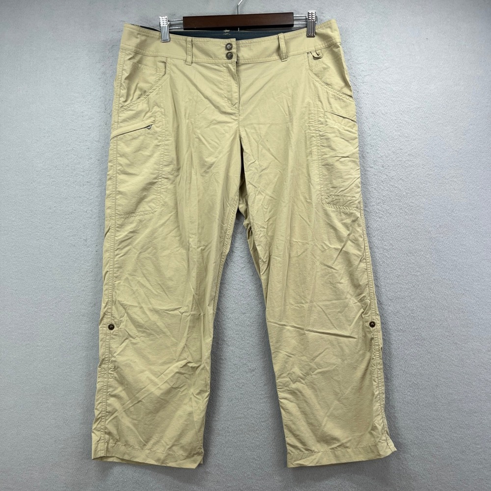 ExOfficio Cargo Capri Pants Womens 12 Beige Nylon Zip Fishing Outdoor Hiking